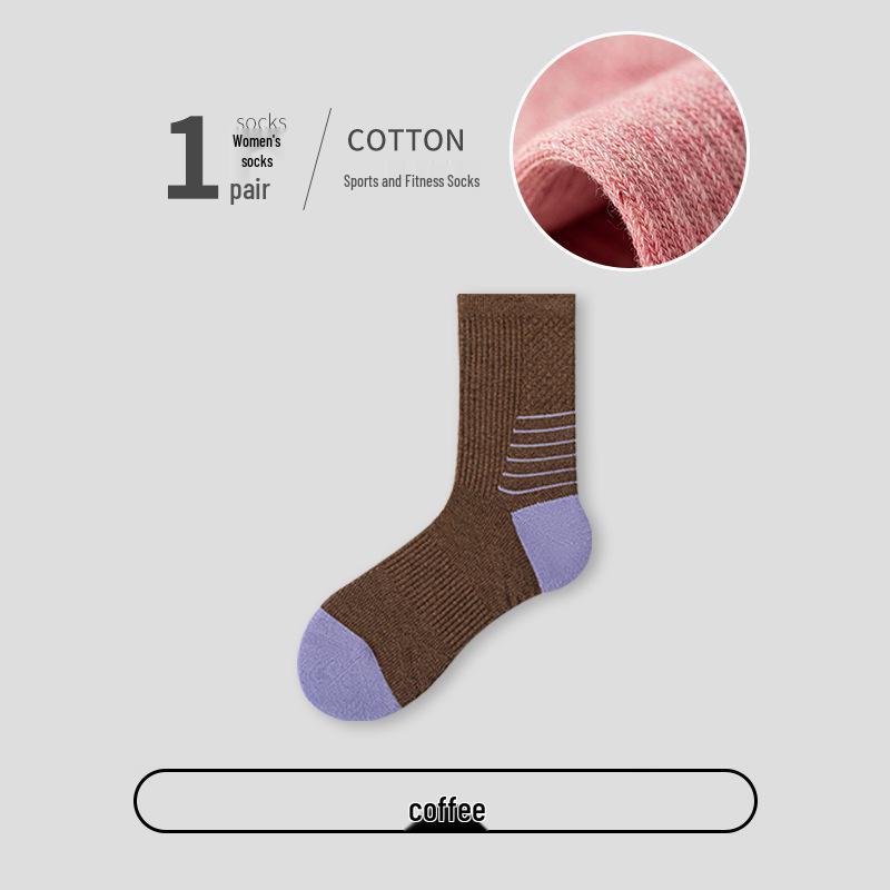 Women's Non-Slip Sweat-Absorbent Terry Running Socks - Mid-Calf for Spring & Autumn