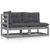 VidaXL Solid Pine Wood Garden Lounge Set 2 Pcs with Cushions Patio Furniture Outdoor Furniture Set Furniture 805747