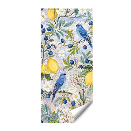 Decorative Window Decal Sun Catcher Static Film, Flower Butterfly Self-Adhesive Glass Sticker, Anti-Glare Tint Removable Privacy Cling for Home Office