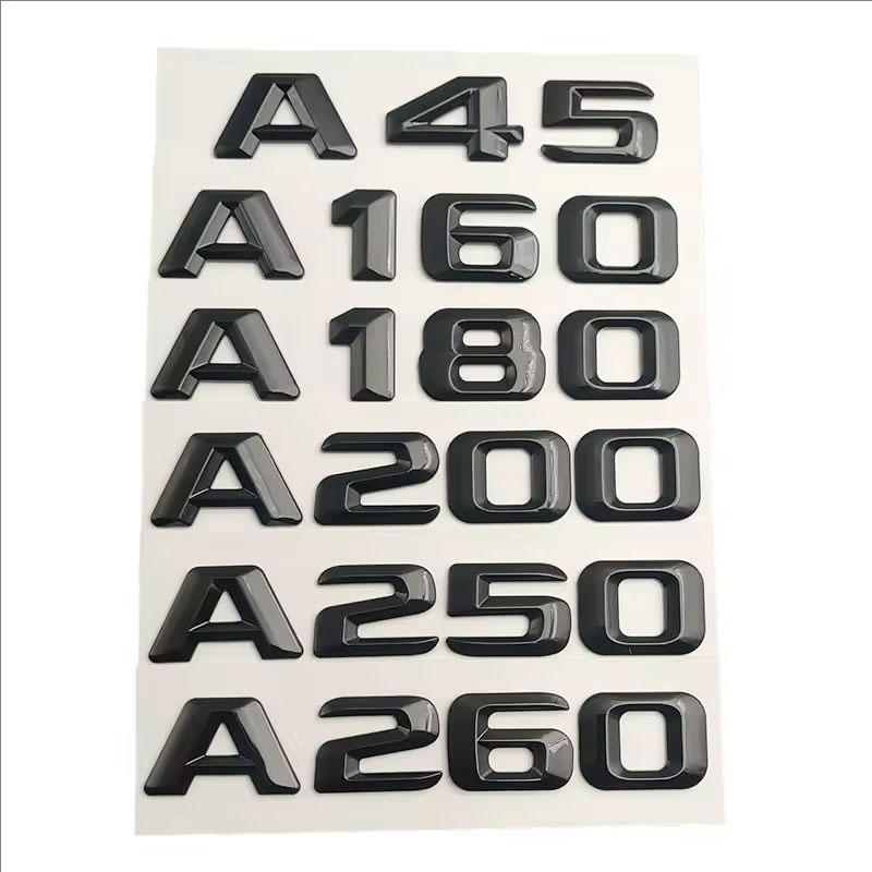 AAZD1 3D ABS Black Chrome Car Letters For A35 A45 A160 A180 A200 A220 A250 Emblem Logo Badge Rear Trunk Sticker Accessories