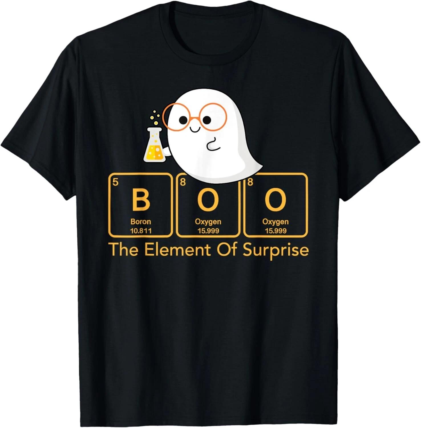 Chemistry Boo The Element Of Surprise Cute Chemist Halloween T- Shirt 4XL