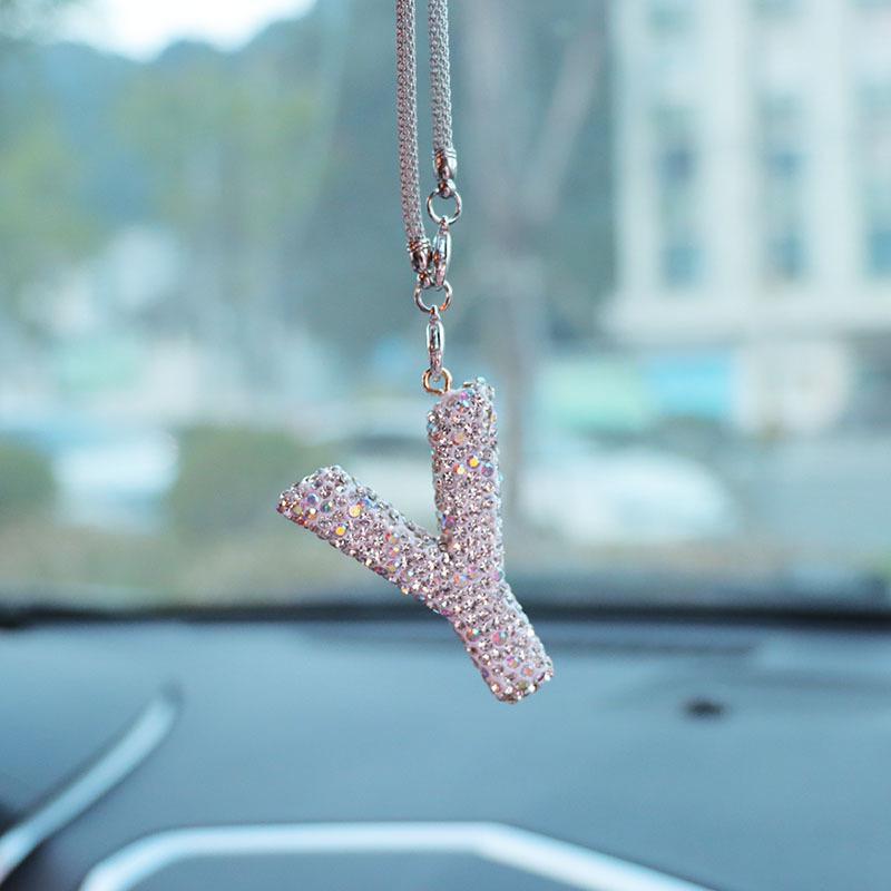 Rhinestone Bow Polymer Clay Rearview Mirror Ornament for Women