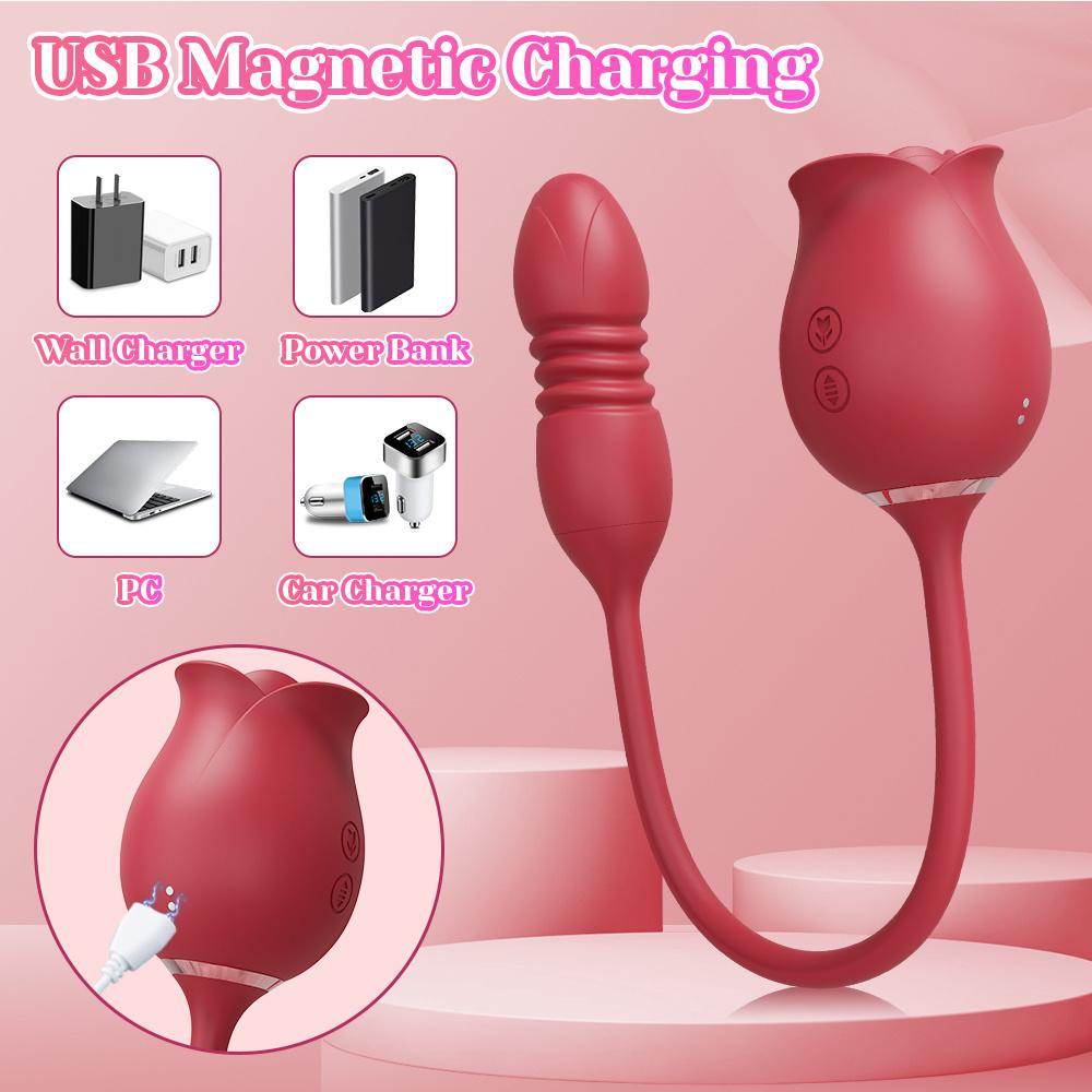 Women Sucking Thrust Vibrator G-spot 3 In 1 Clitoris Stimulation Nipple Massager Female Adult Sex Toys Rose Toy