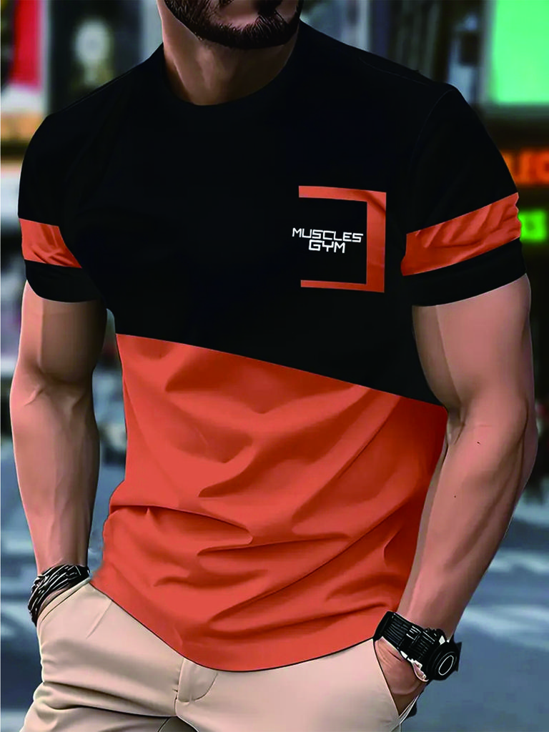 Letter 3D Printed Men T-shirt Summer Outdoor Casual Sports Quick Drying Short Sleeve Top Plus Size Men Clothing