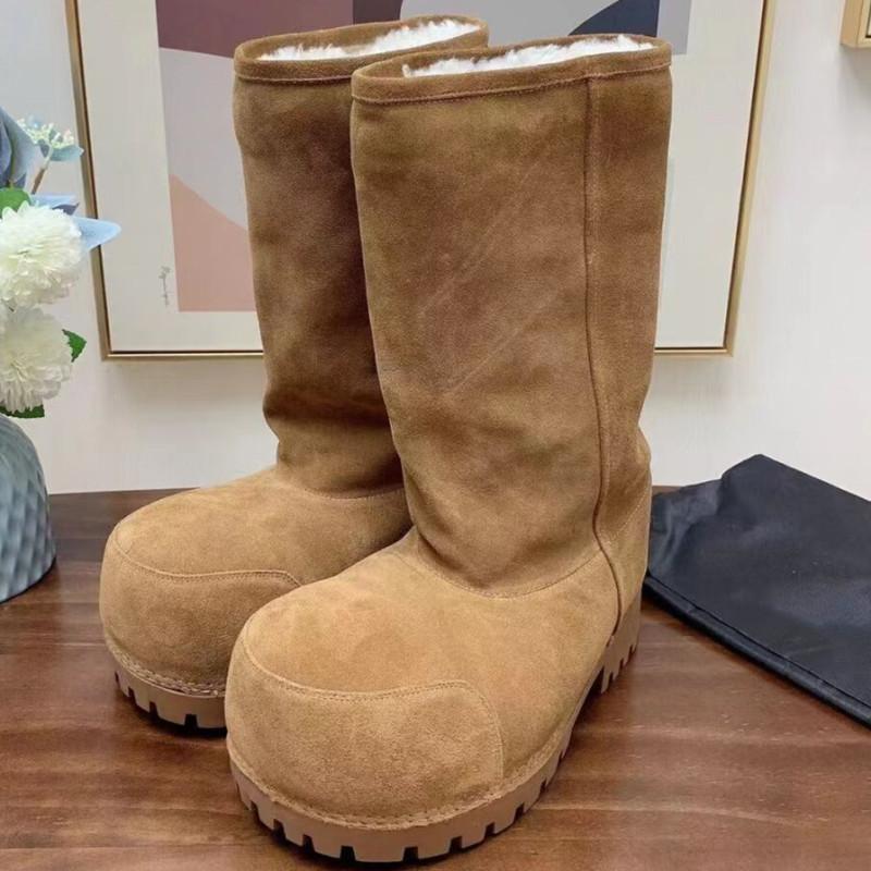 Fashion Trendy Chunky Platform Snow Boots, Brown Suede Short Ankle Boots, Stylish Winter Fashion Shoes