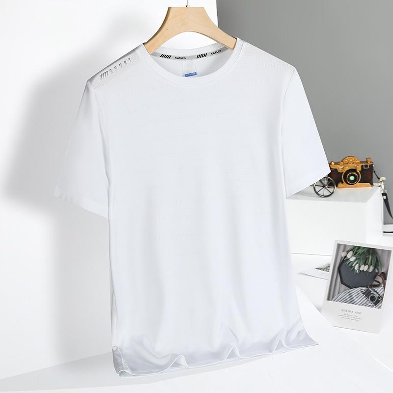 Men's Oversized Plus Size 5XL Summer Ice Silk Quick Dry Sports Basketball Tops Blouse Short Sleeve T-shirts Sportswear