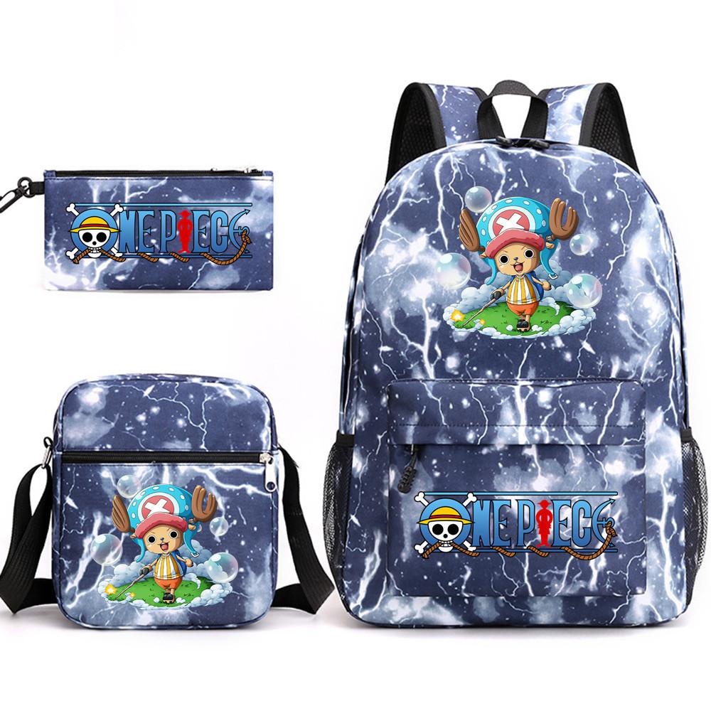One Piece Anime Rucksack für Schüler Outdoor Campus Schultasche mit Federmäppchen Digitaldruck