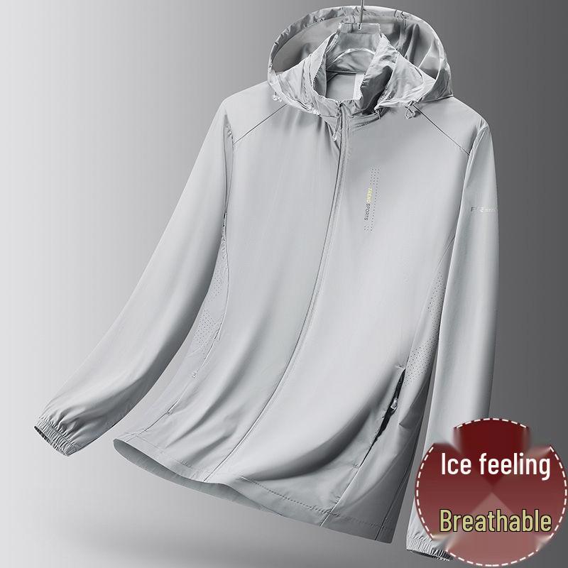 Men's High-End Ice Silk Sun Protection Jacket with Detachable Hood - Breathable, Quick-Drying Outdoor Sports Apparel for Couples