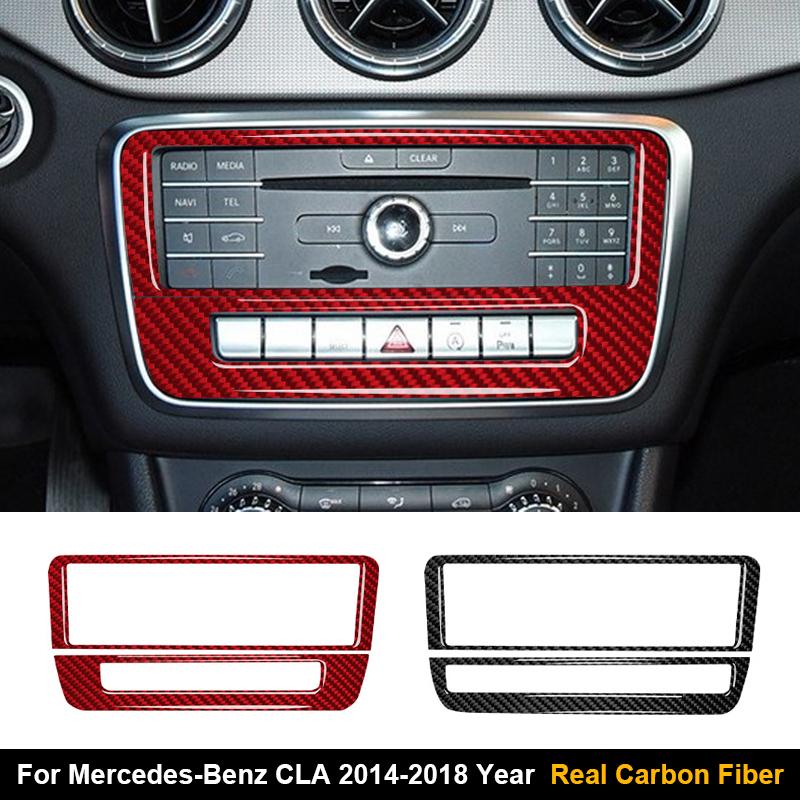 Real Carbon Fiber For Mercedes Benz CLA 2014-2018 Car Console CD Panel Frame Decoration Sticker Car Interior Accessories