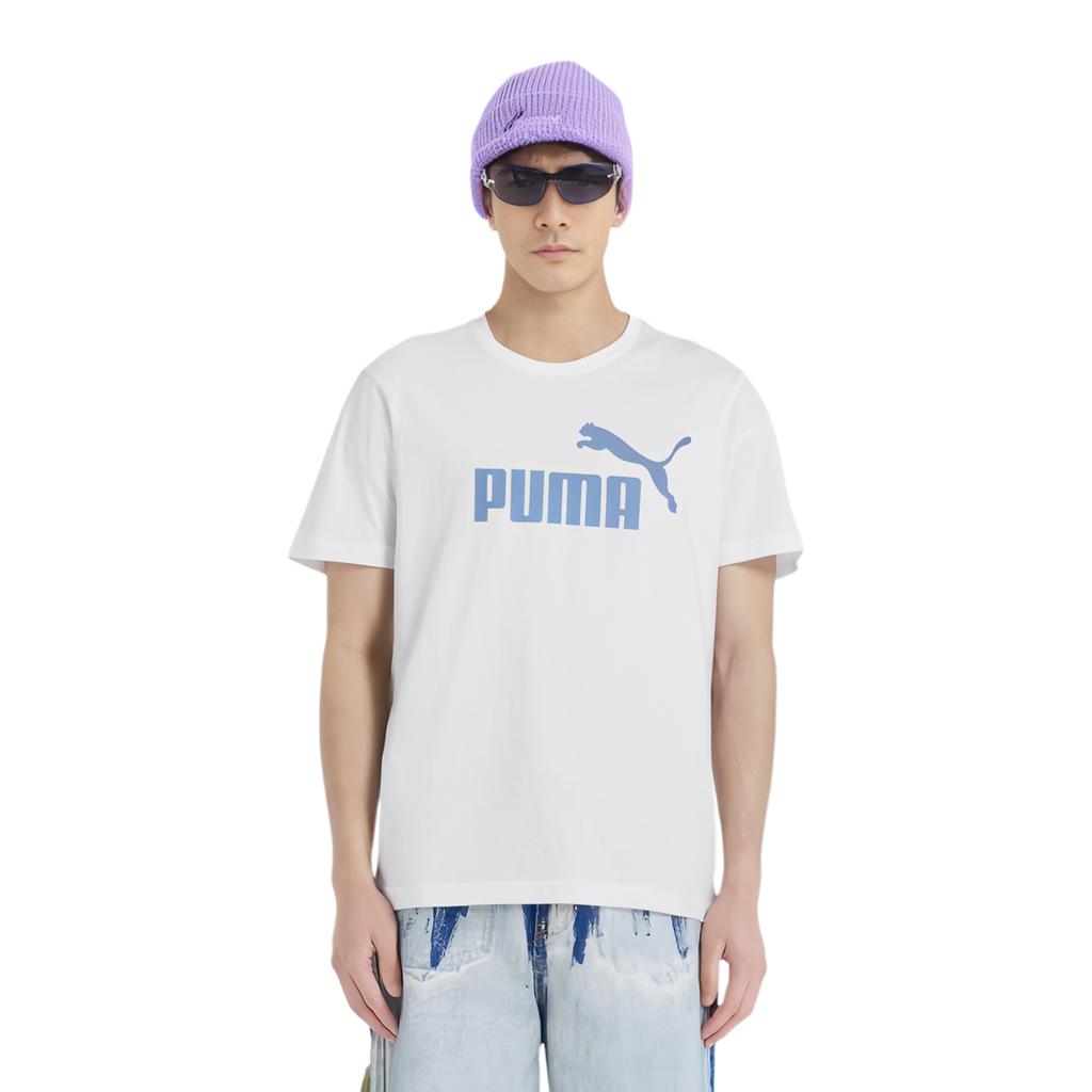 Puma Ανδρικά Τοπ Λευκό 847715-35 Μπλουζάκι με Στρογγυλή Λαιμόκοψη, Ποπ Μοτίβο, Αναπνέον, Κοντομάνικο