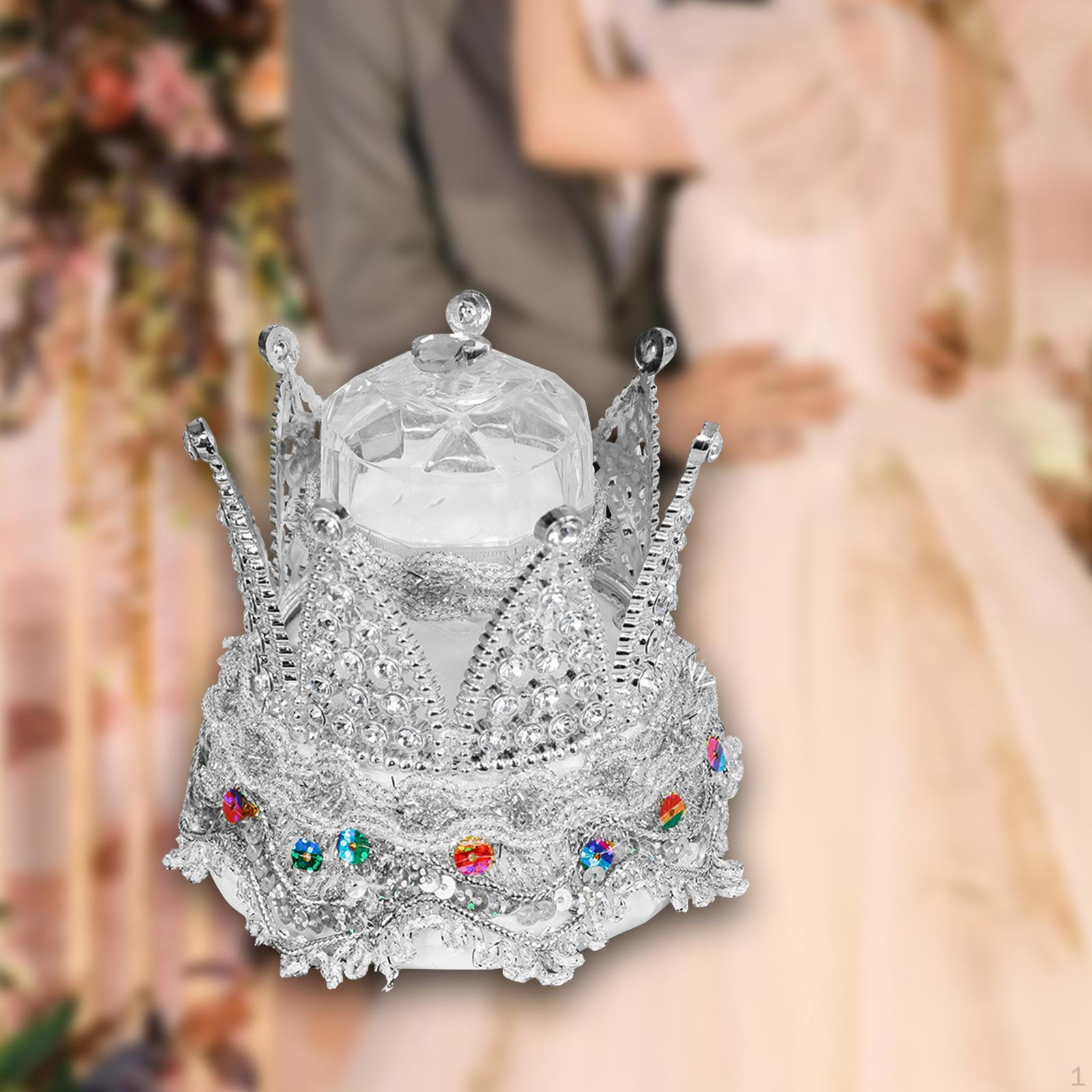 

Шкатулка для ювелирных изделий с короной, коробка для обручальных колец, декоративный мини-органайзер, держатель для колец для Святого Валентина серебряный