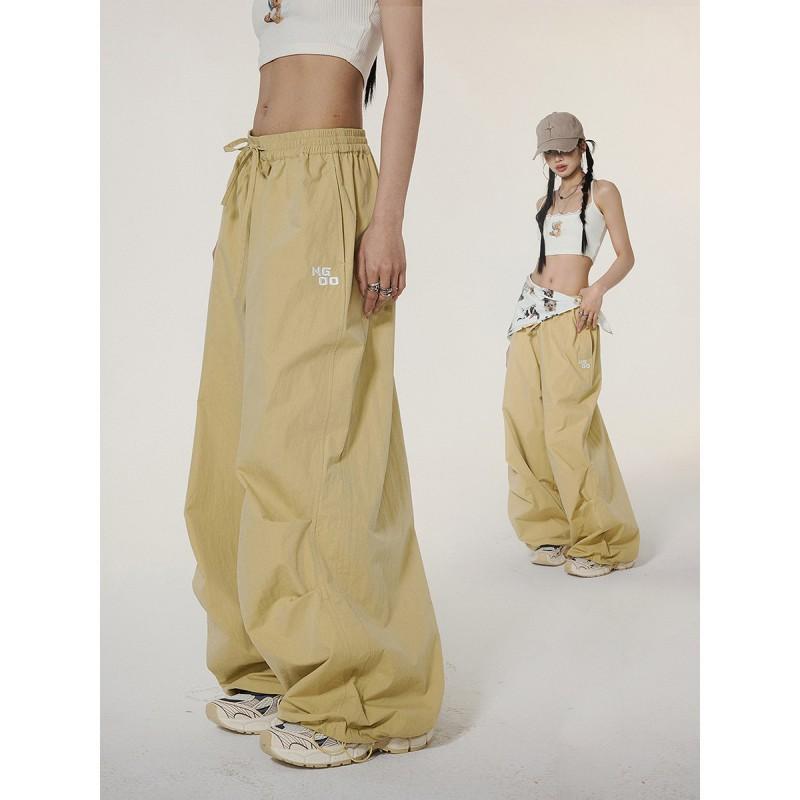 2026 Womens Parachute Cargo Pants Straight Leg Loose Vintage Embroidered Casual Trousers