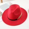 Autumn and winter new woolen top hat men's jazz hat retro black woolen jazz hat flat-brimmed big eaves hat