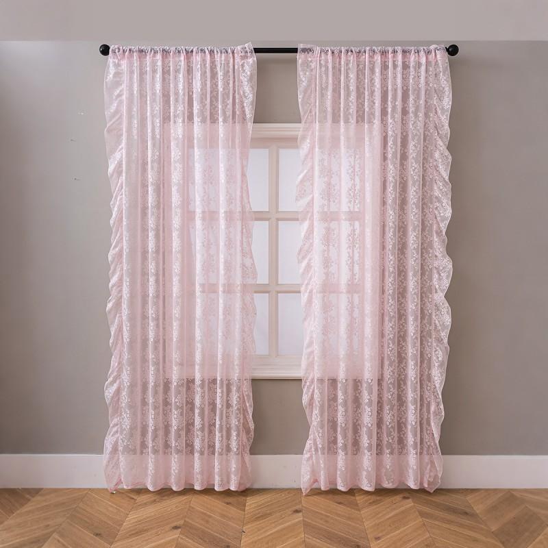 TK French Ruffle Sheer Curtain Bedroom Living Room Lace Fabric Window Door