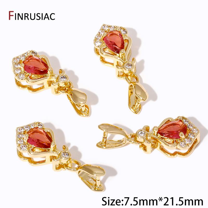 

Wholesale 18K Gold Plated Inlaid Zircon Clamp Pinch Clip Bail Hooks Connector For Jewelry Making,DIY Necklace Pendant Findings 2 pieces