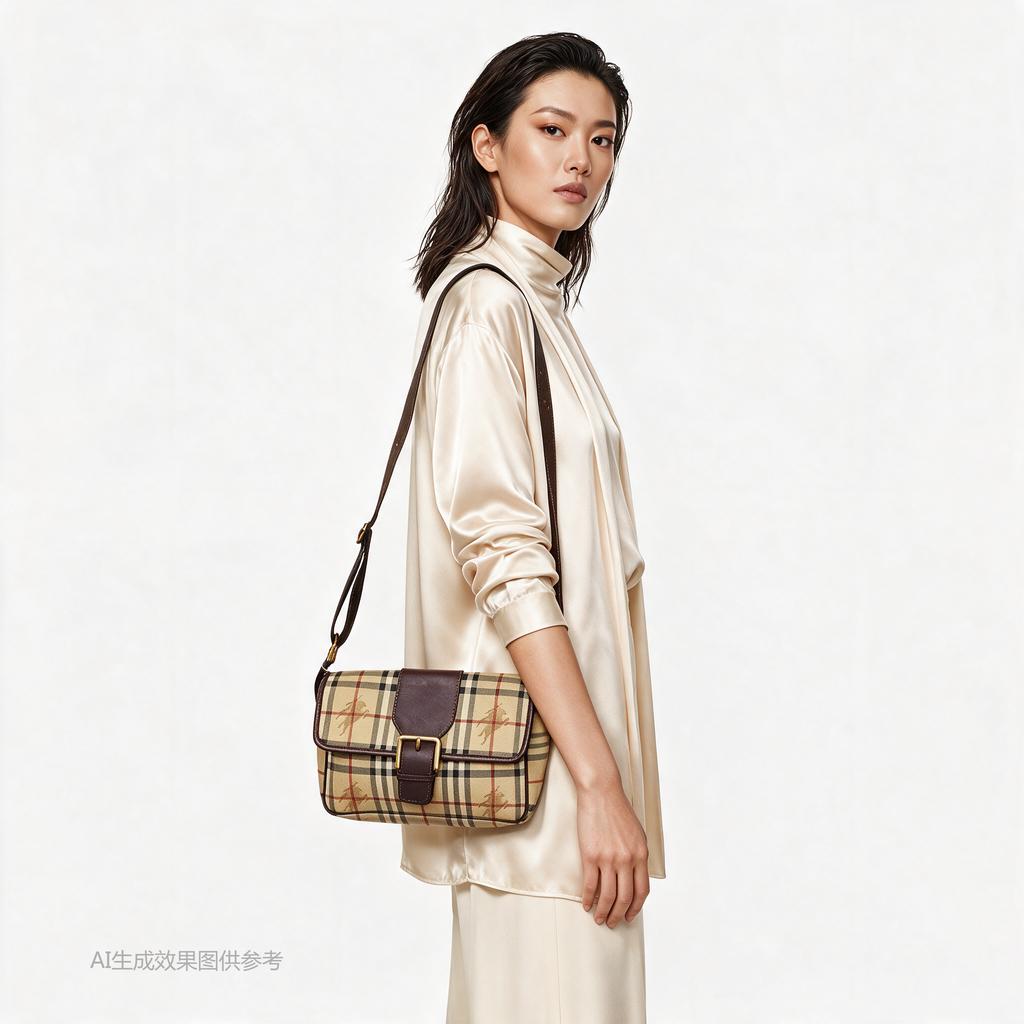 [Pre-Owned] House Logo Shoulder Strap Flap Closure Canvas And Leather Crossbody Bag - Good #XDY020