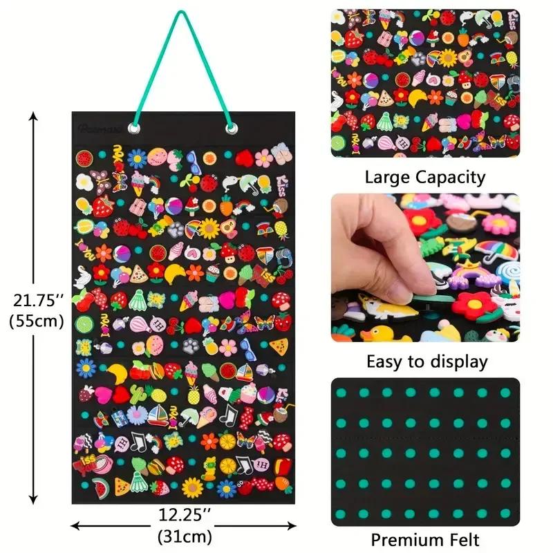 Wall-mounted Shoe Charms Organizer With 180 Holes Hanging Shoe Charm Holder Shoe Decoration Clog Charms Display Badge Storage