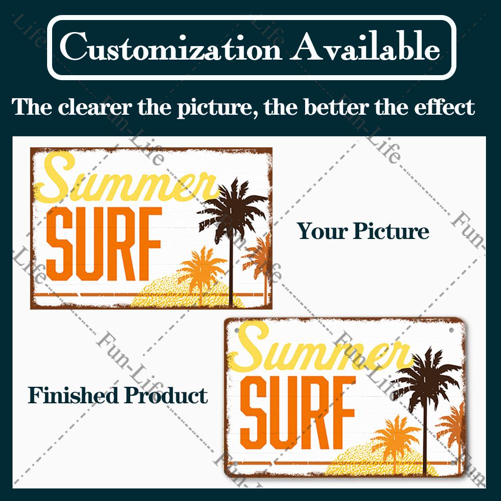 Beach Tin Sign Bar Pub Cafe Shop Wall Surfing Decoration Vintage Metal Art Sticker Poster Home Decor Iron Plate 20x30 cm