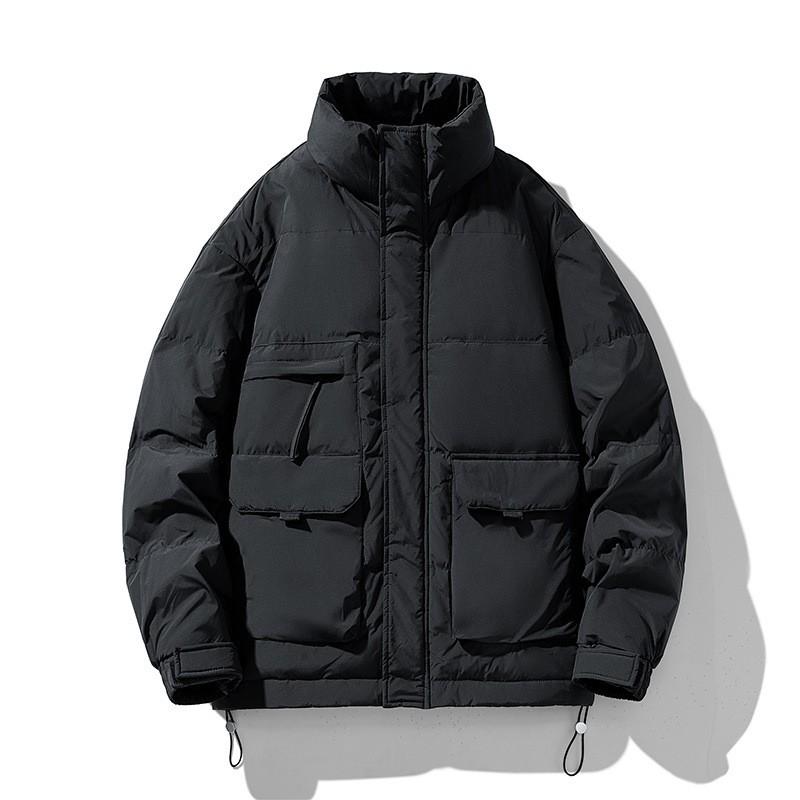 Mens Winter Hooded Puffer Jacket With White Duck Down 76-80% Fill Power 550 Loose Fit Long Length Casual Outdoor