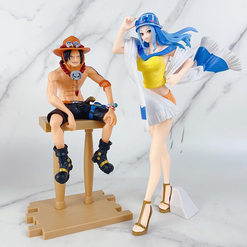 Four Models of One Piece At the Bar, Anime Figures Standing Pose, Empress Standing Pose, Vivi Lying Down, Nami Sitting Pose, Ace Ornaments