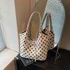 Simple Casual Polka Dot Bow Shouler Bag 2026 Women's New Retro Large Capacity Commuting Tote Bag Trend Versatile Underarm Bags