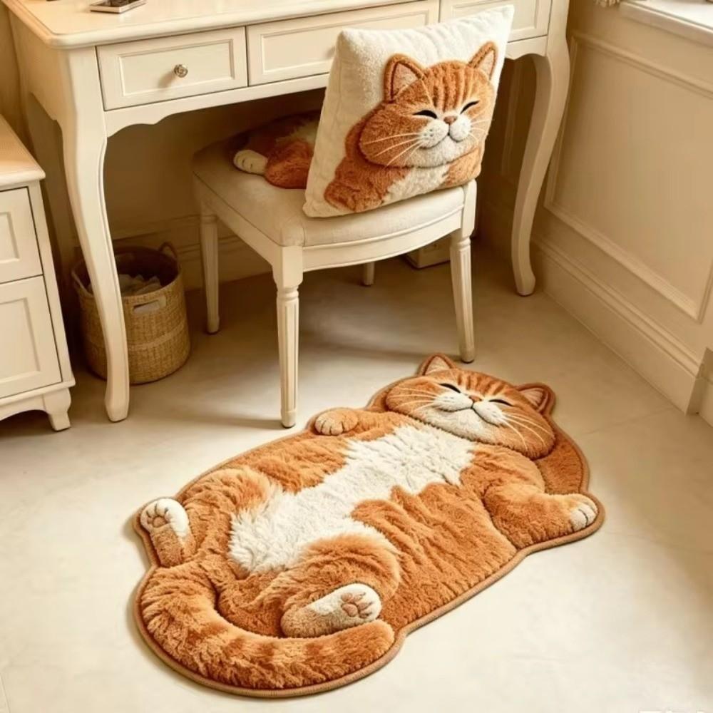 Non-Slip Cat-Shaped Area Rug Easy To Clean Cartoon Carpet Soft Home Decor Carpet Living Rooms