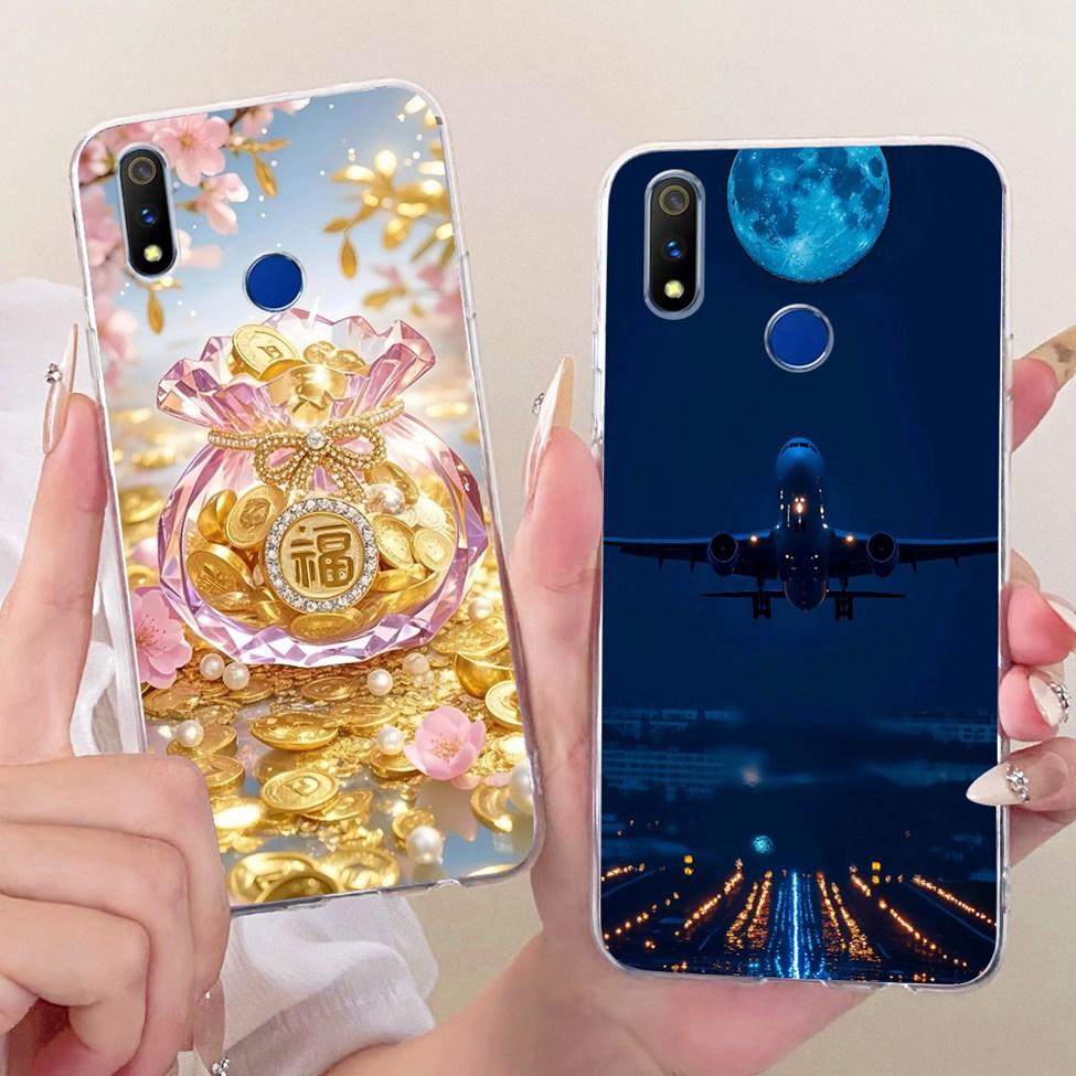 Transparent For Realme 3 Pro Case RMX1851 Cute Cat Fashion Butterfly Funny Painted Casing For Real Me 3 Pro Cover