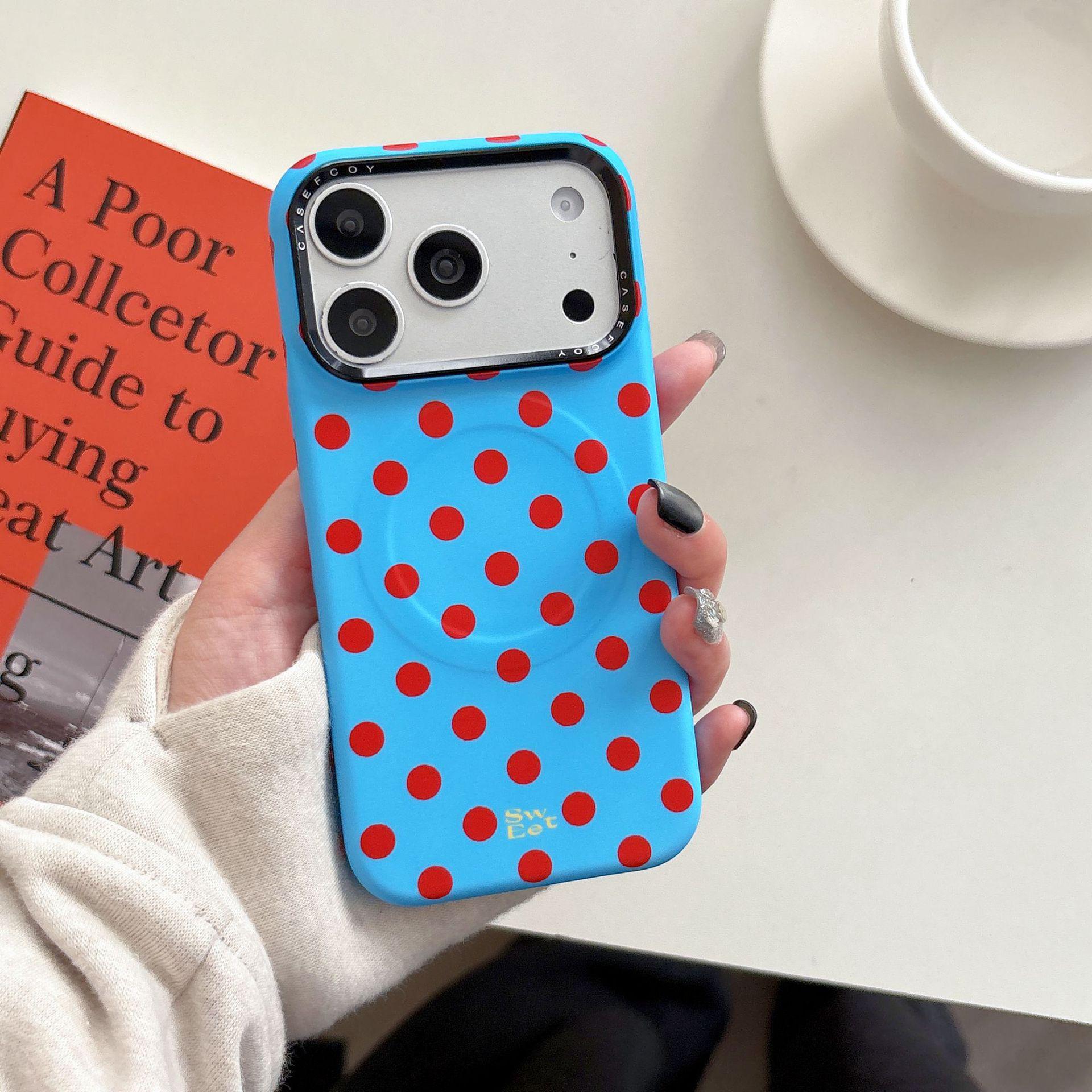 

Niche Simple Polka Dot Heart Stand Case for iPhone 17/16 Pro Max & Apple 15 iPhone 15 Pro