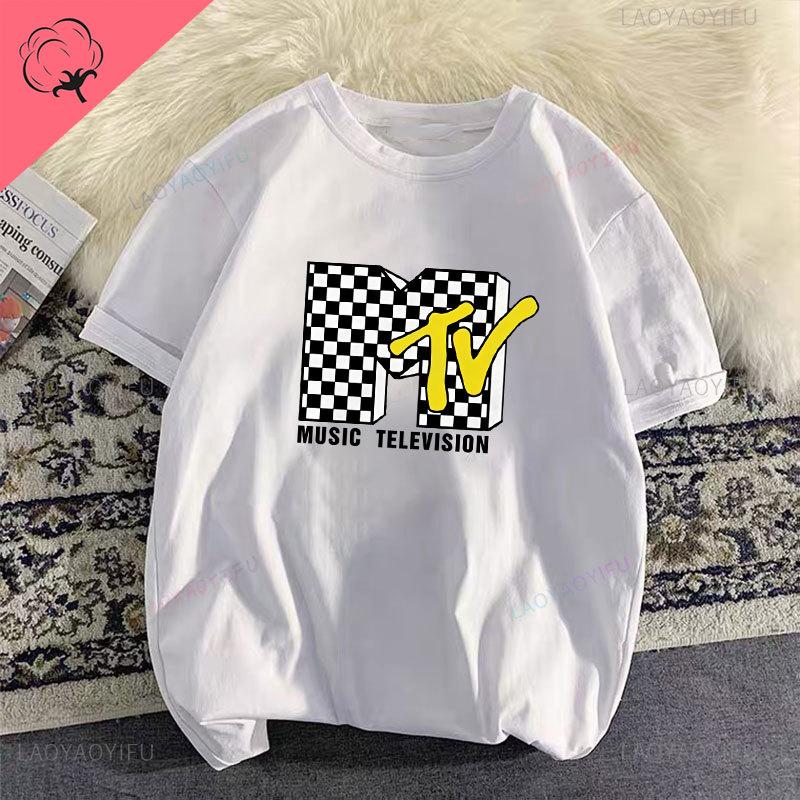 Unisex Clothing Retro Cotton T Shirt Vintage Rock Hip Hop Modal Summer Unisex Casual Shirt Mtv Music Elevision Graphic Shirts