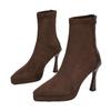 Winter Pointed Suede High Heel Fashion Boots Women's Thin Retro Thin Heel Elastic Thin Boots