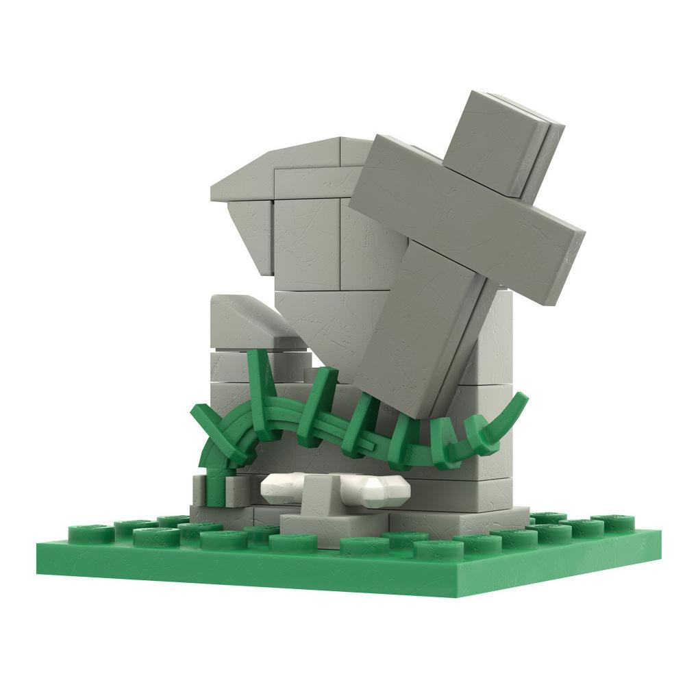 Small Particles Halloween Cemetery Pumpkin Splicing Assembly Fence Haunted House Scene Building Block Diy