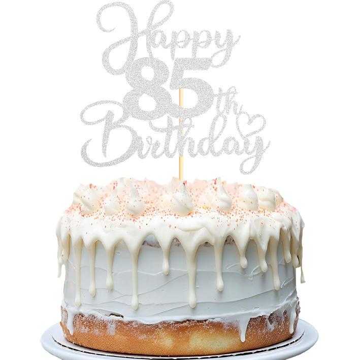 Sotpot 1PC Happy 18th Birthday Cake Topper Double-sided Silver Glitter Cake Pick Cake Decoration for 18th Birthday Anniversary Party Cake Decorations