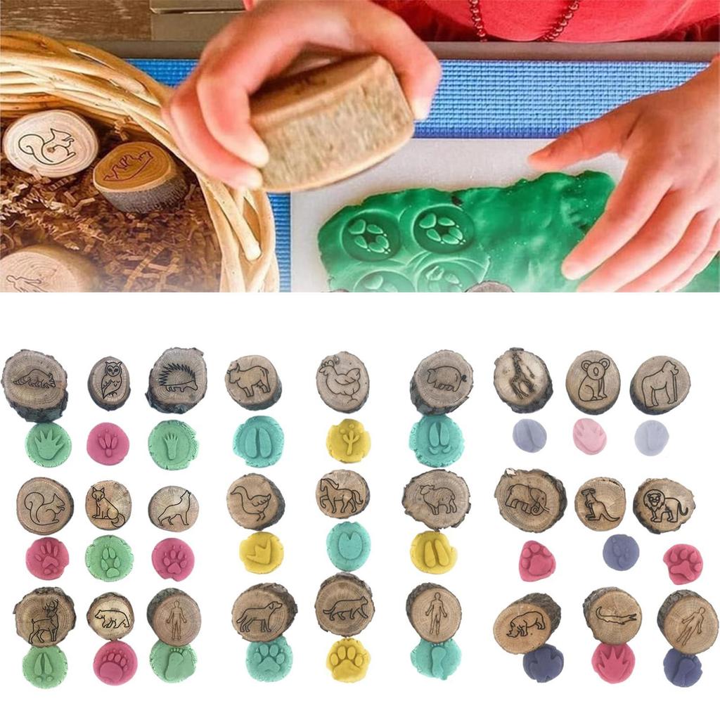 Animal Stamps For Kids Kids Stamp Set Fun Games Wooden Footprints Stampers Craft Kits Scrapbook Supplies Preschool Learning