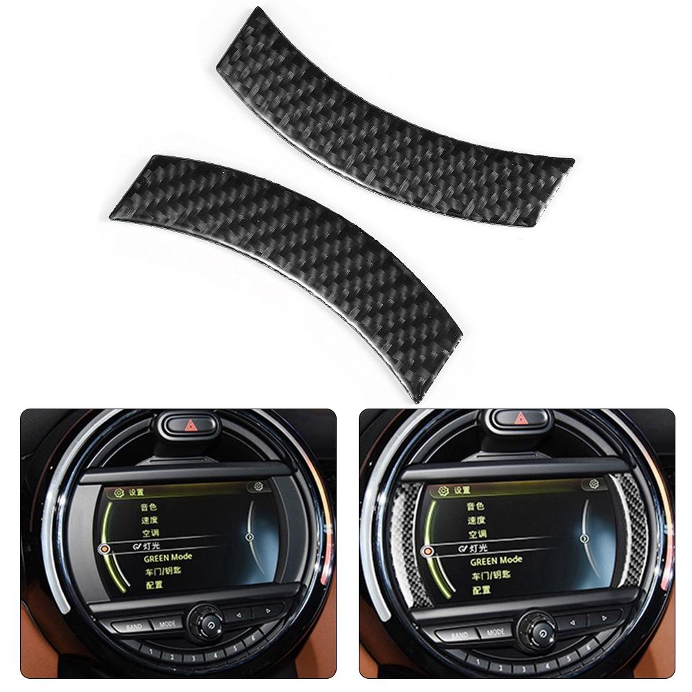 2pcs Carbon Fiber Car Console Navigation Frame Trim Stickers Fit for Mini Cooper Countryman F60