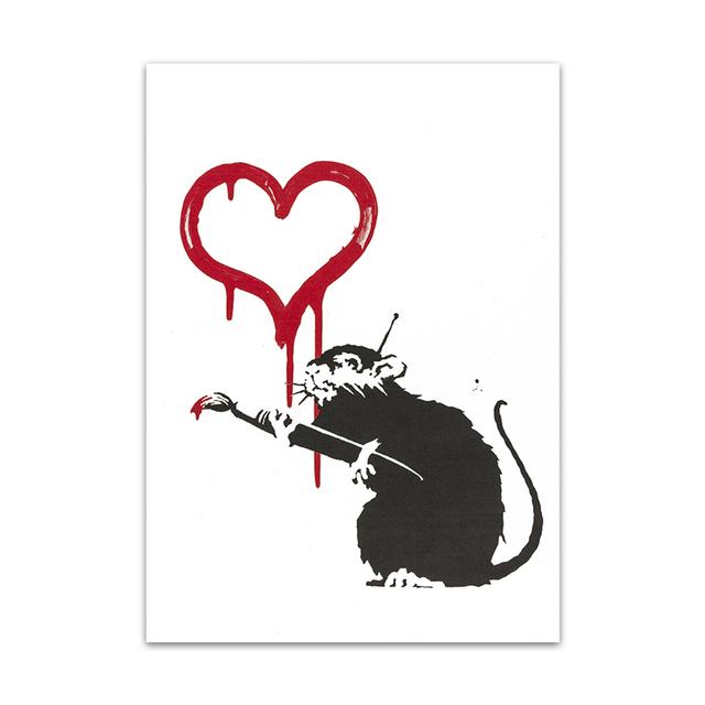 Banksy Graffiti Artwork Canvas Painting Girl With Red Balloon Poster Black White Abstract Wall Pictures for Nordic Home Decor