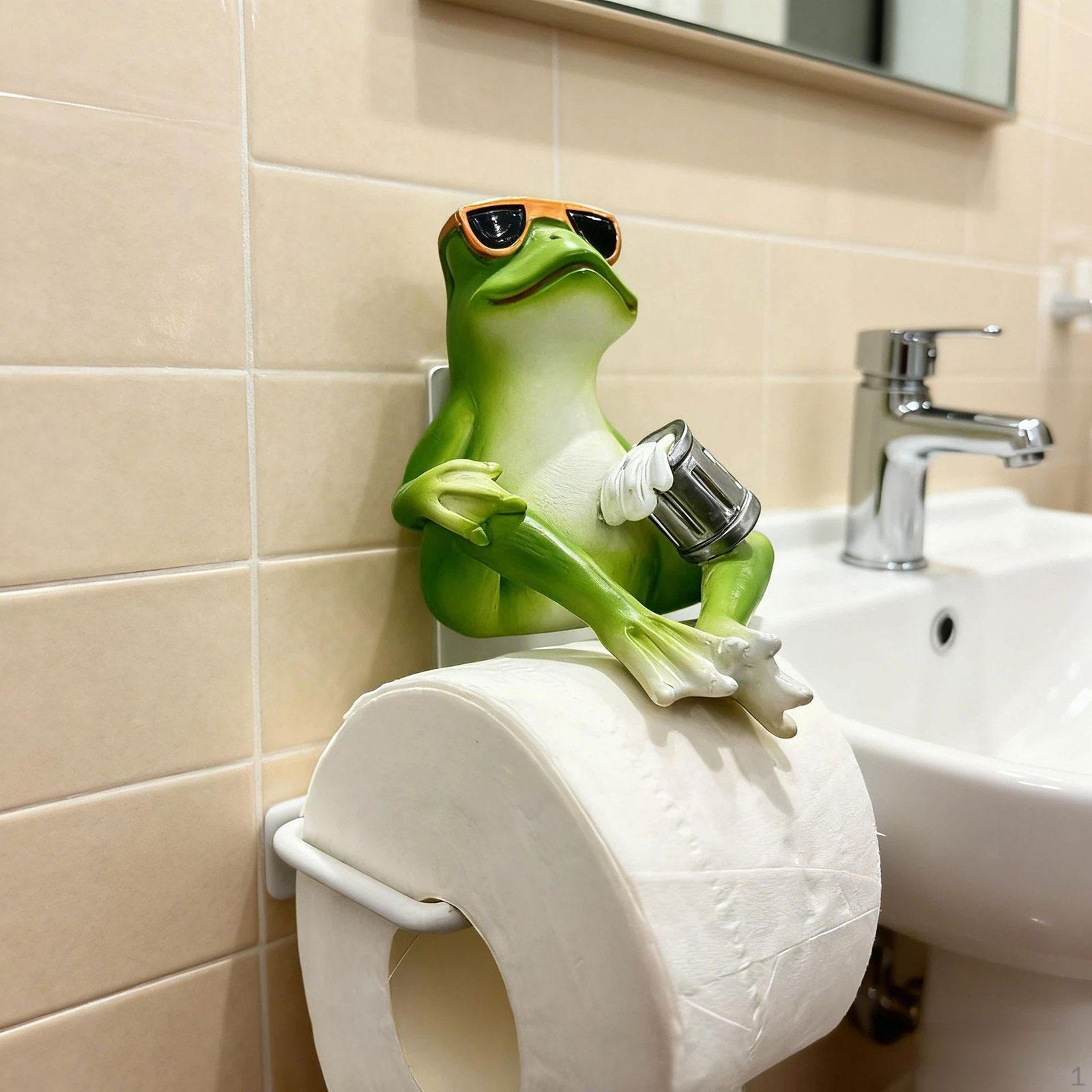 

Toilet Paper Holder, Space Saving, Made of Compact Resin, Ideal for Hotels, Restrooms, Or Bathrooms. Green Frog