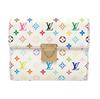 [Pre-Owned] Koala White Tricolor Coated Canvas Monogram Wallet Gold Hardware - Good #10RFDZB
