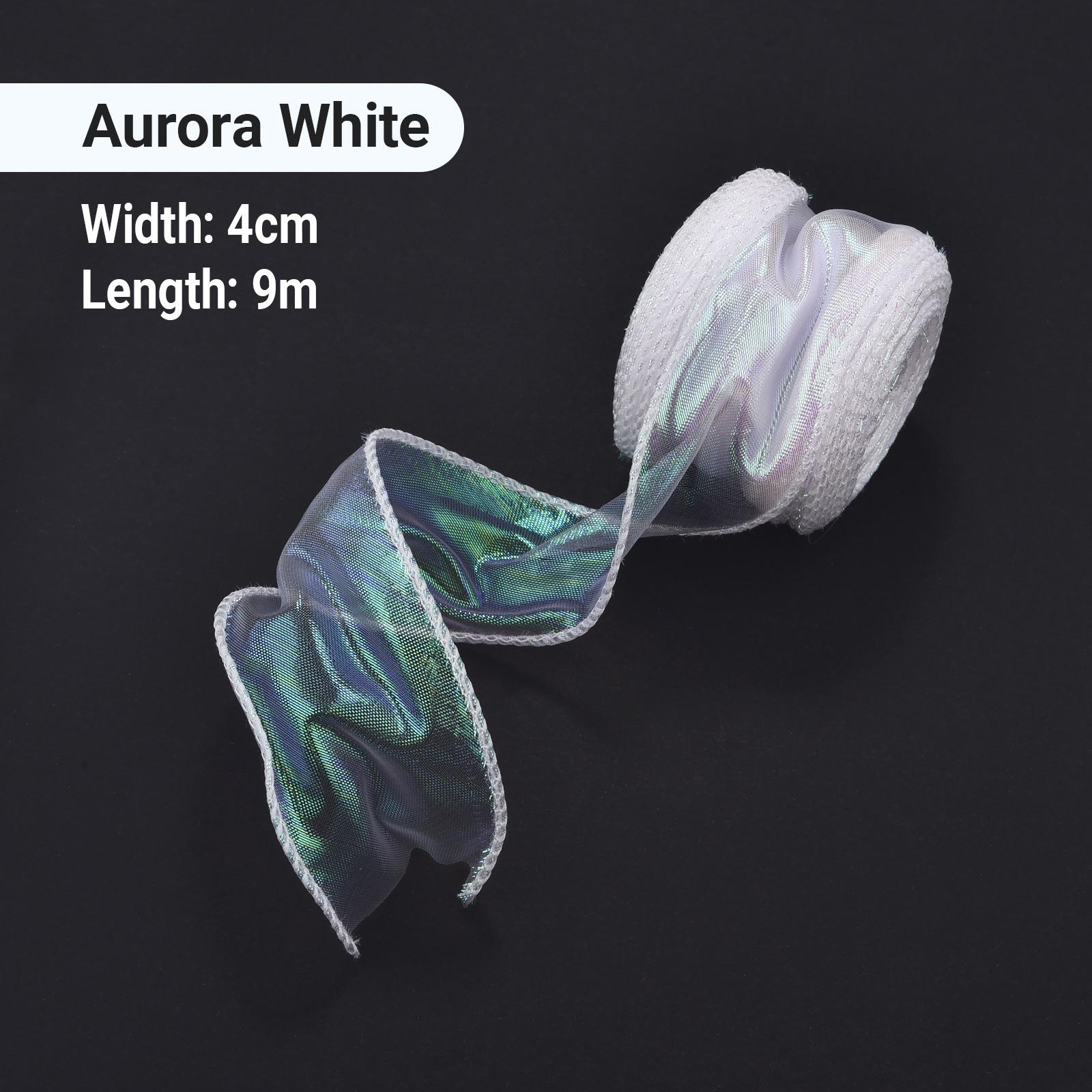 

10Yards Fishtail Organza Ribbon Reflective Iridescent Wavy Edge Ribbon for Gift Wrapping DIY Bow Bouquet Voile Ribbons