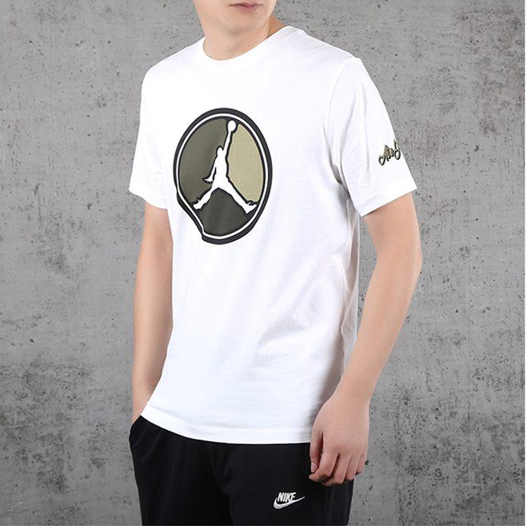Jordan T Shirts Men's White Crew Neck Moderate Straight Fit CD5627-101
