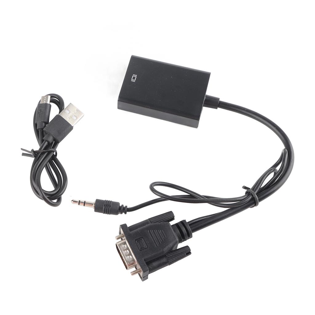 VGA To HD Multimedia Interface Converter 1080p USB Power Supply VGA Adapter with 3.5mm Sound Cable