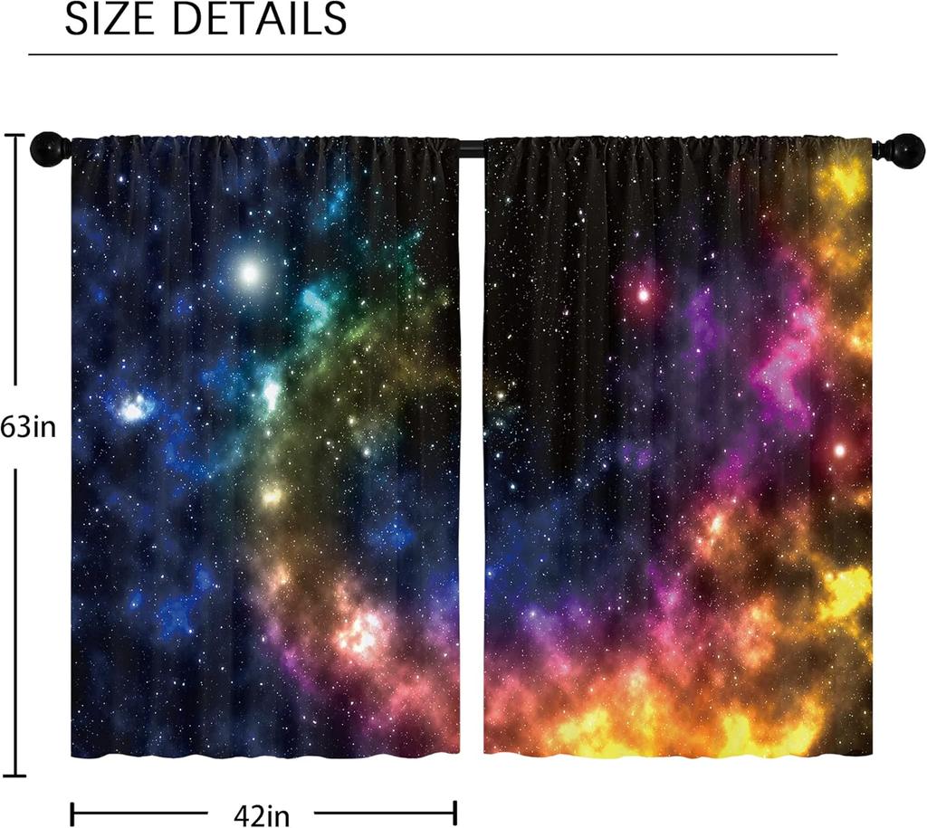 Galaxy Outer Space Curtains Colorful Nebula Window Bedroom Living Room Universe Planets Fantasy Starry Boys Teen Made Of Polyester Area Treatment