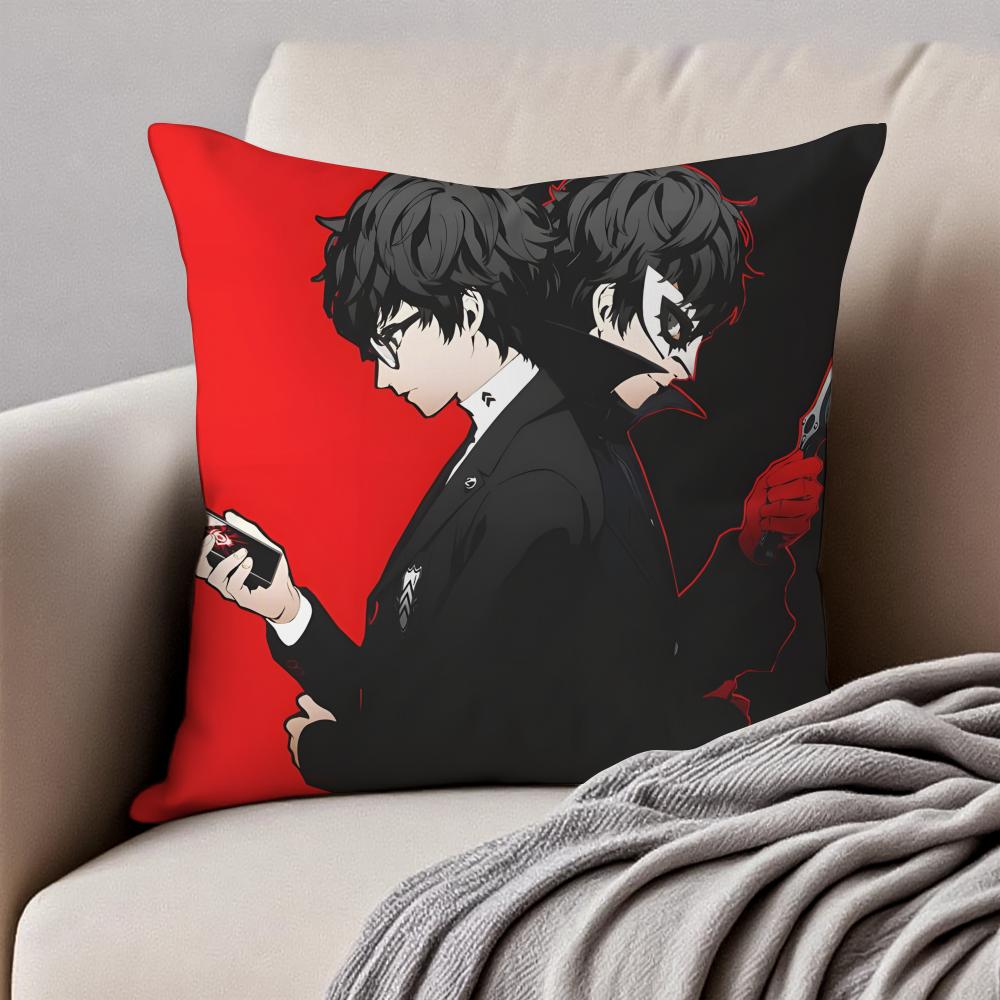 Stylish PPERSONA5 Anime Icons Cushion Cover Pillowcase Antidustmite Invisible Zipper Short Plush Sofa Cushion