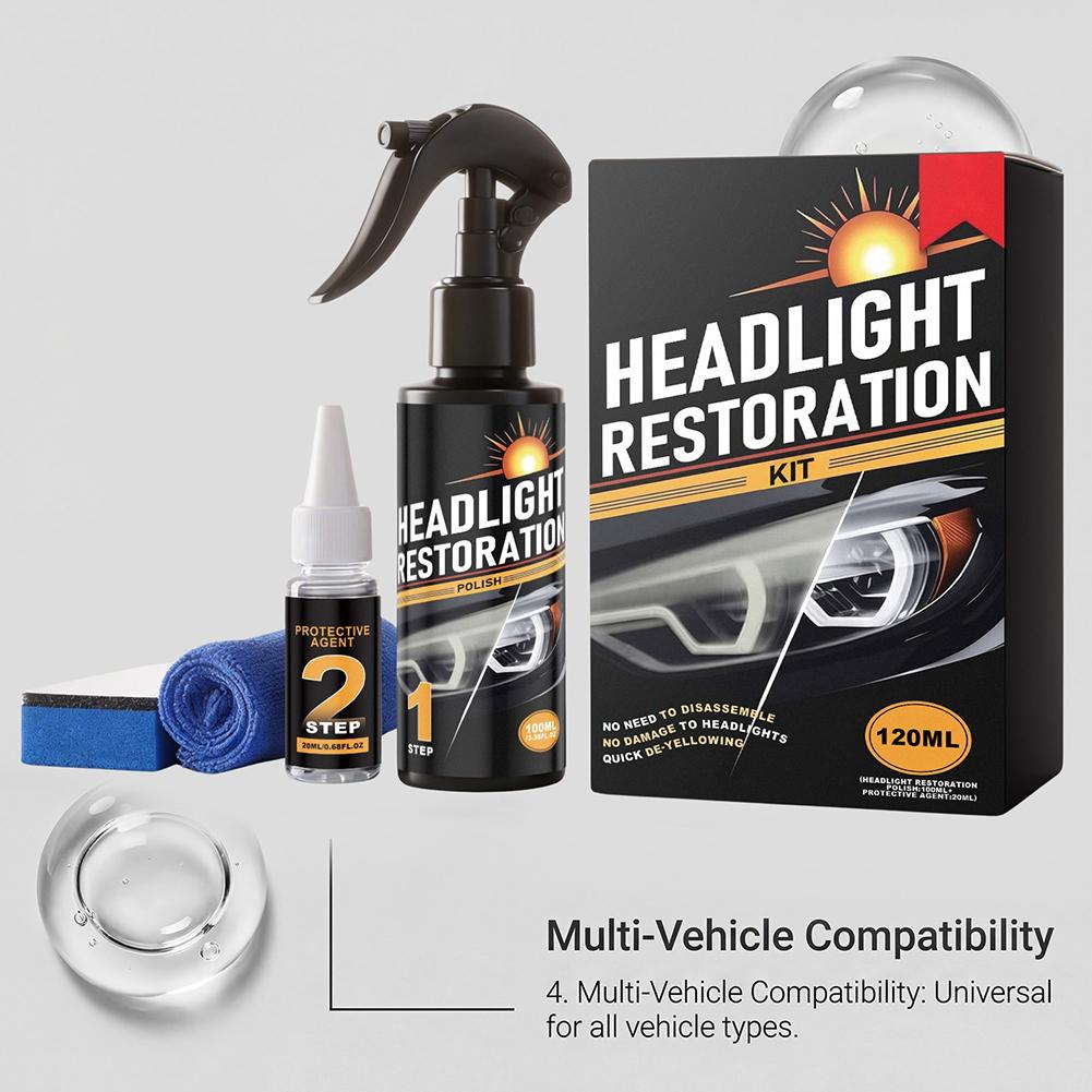 Car Headlight Restoration Kit Polishing Set Headlight Cleaner Sealant Removes Yellowing Scratches Haze Repair Fluid Tool