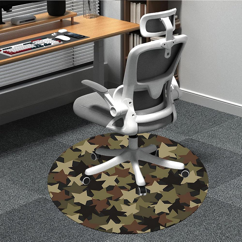 1PCCamouflage Stars Office Round Area Rug,  Mat Suitable For Office, Under Office Chairs Bedroom Living Room Home Decor, Room Deco