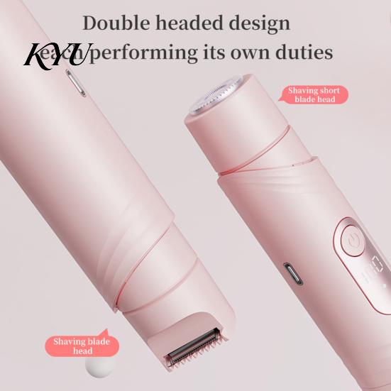 Travel Friendly Body Shaver Women Dual-Head Electric Shaver, Rechargeable IPX7 Waterproof Bikini Trimmer, Wet Dry Epilator Hair Removal for