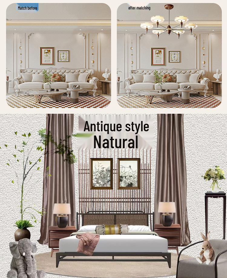 French Vintage Style Modern Minimalist Chandelier for Dining, Study, Bedroom, or Aisle