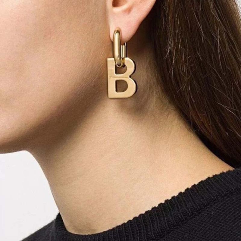 High Quality Letter B Drop Earrings For Women Men Trendy Elegant Korean Minimalist Gold  Color Statement Earrings Jewelry