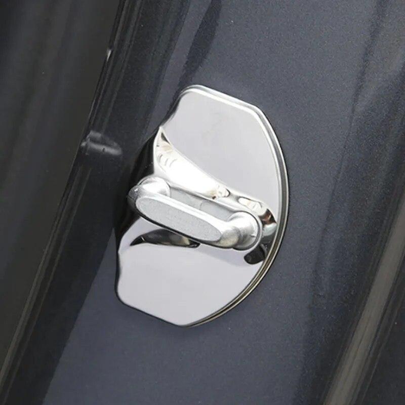 My Good Car Model 3 Türschloss-Abdeckung, Innenzubehör, Edelstahl-Abdeckungspaket, 4 Stück, für Tesla Model 3 2017 2018