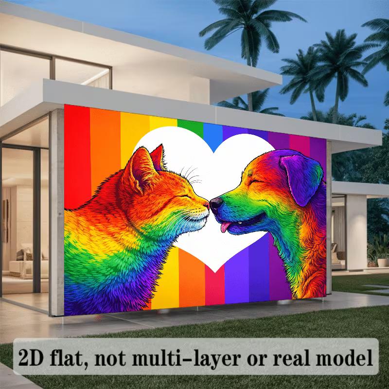 2D Love is Love Hintergrund, Regenbogen Katze Hund Pride Themenparty Hintergrund