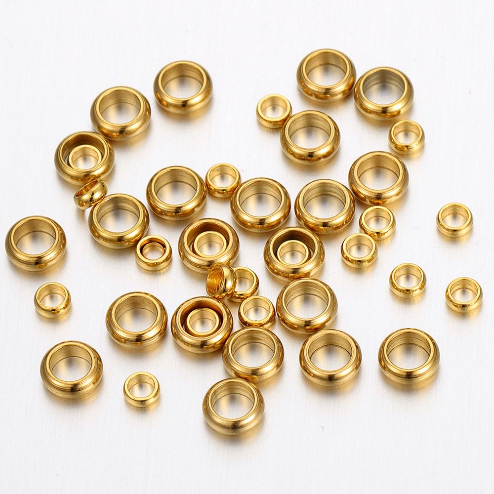 50 stuks Goudkleurig Roestvrij Staal Rond Stopper Spacer Kralen Krimp Eindkralen voor DIY Ketting Sieraden Maken Benodigdheden Groothandel